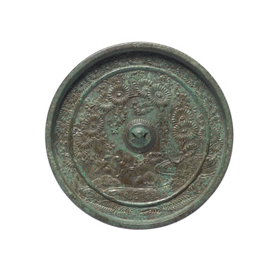 洲浜菊花双鳥鏡 画像