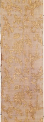 Kinsha (Gauze with Gold) Cloth with Phoenixes and Double Vine Peony Arabesques Image