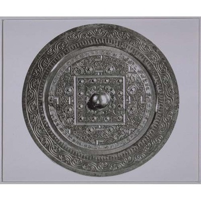 Mirror with Floating Clouds, TLV Pattern, and Four Gods Image