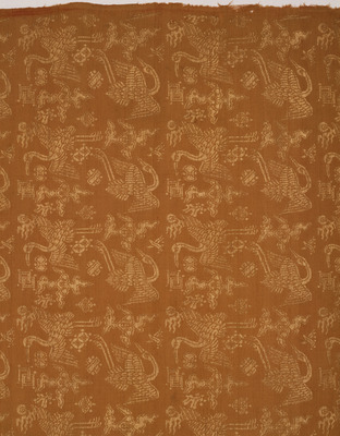 Kinran (Gold Brocade) Cloth with Clouds, Cranes, and Treasures Image