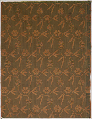 Donsu (Figured Satin) Cloth with Flowers, Leaves, Pine Cones, and Floral Scrolls, Known as "Sasazuru (Bamboo Vine) Donsu Image