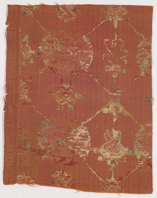 Nishiki (Gold Brocade) Cloth with Treasures in Checkered Patterns and Dragon Roundels Image