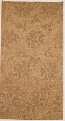 Kinran (Gold Brocade) Cloth with Interlinking Lozenges, Double-Vined Peonies, and Floral Scrolls on Gold Ground Image