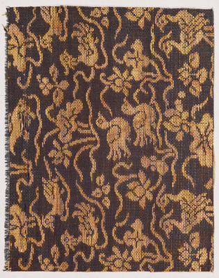 Kinran (Gold Brocade) Cloth with Water Fowls and Lotus Pond, "Known as Wakudade Kinran Image