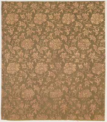 Kinran (Gold Brocade) Cloth with Single Vine Peony Arabesques (Known as Nanzenji Kinran) Image