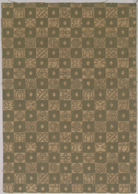 Kinran (Gold Brocade) Cloth with Treasures within Checkers Image