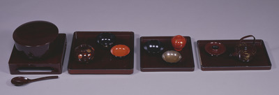 Bowl with Pine and Plum Blossoms in Makie from a Sample Set of Wedding Dishes for Princess Terunomiya Image