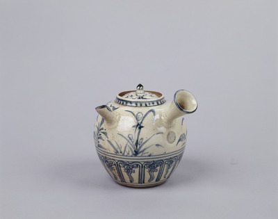 Tea Pot with Flowers and Butterflies in Underglaze Blue Image