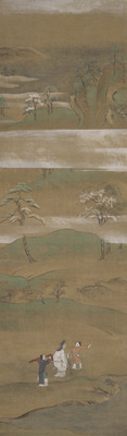 Segment of Folding Screen with Landscape Image