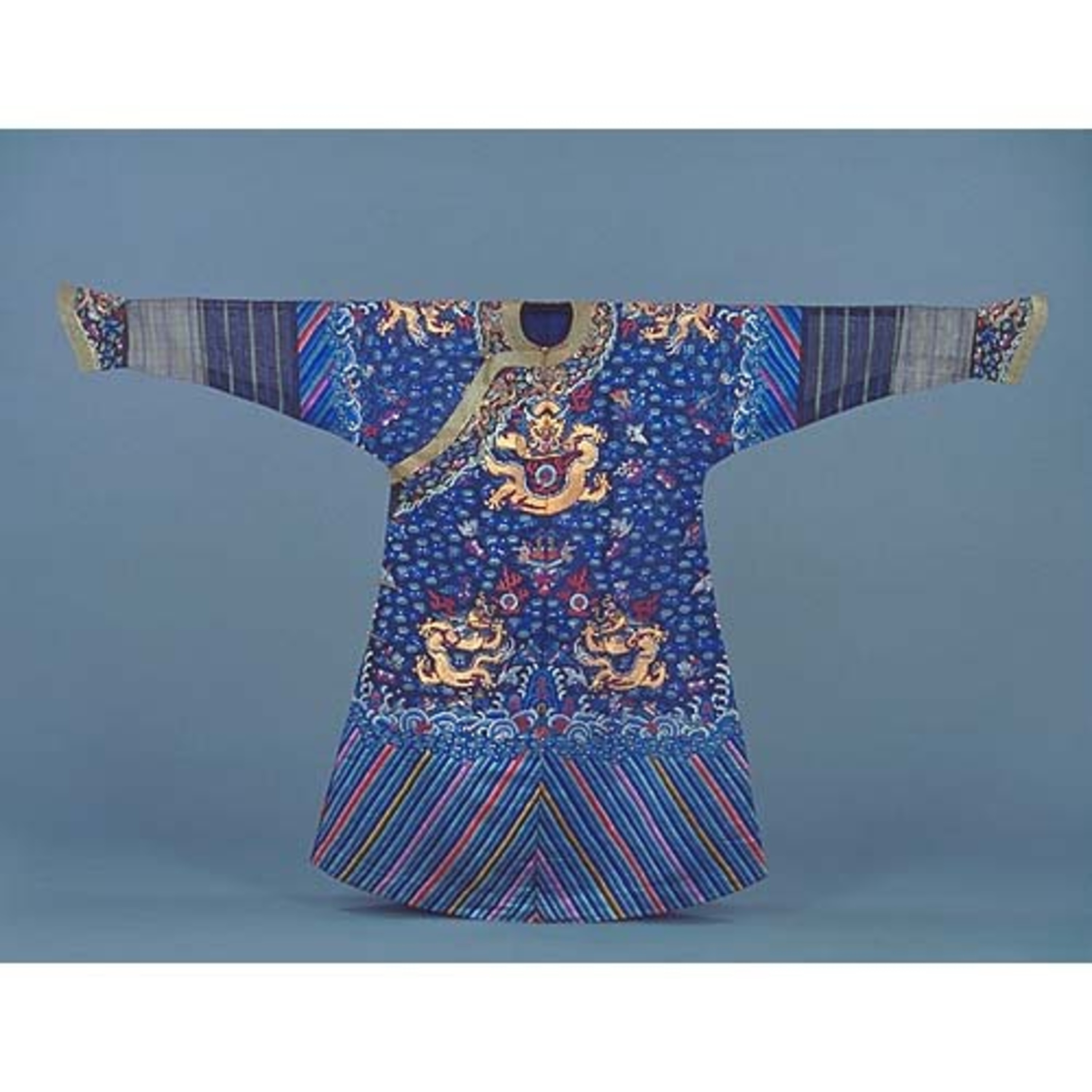 龍袍 青地絽刺 画像