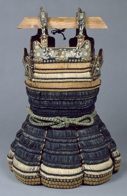 Haramaki Armor Laced with Leather Thongs and Red and White Cords Image