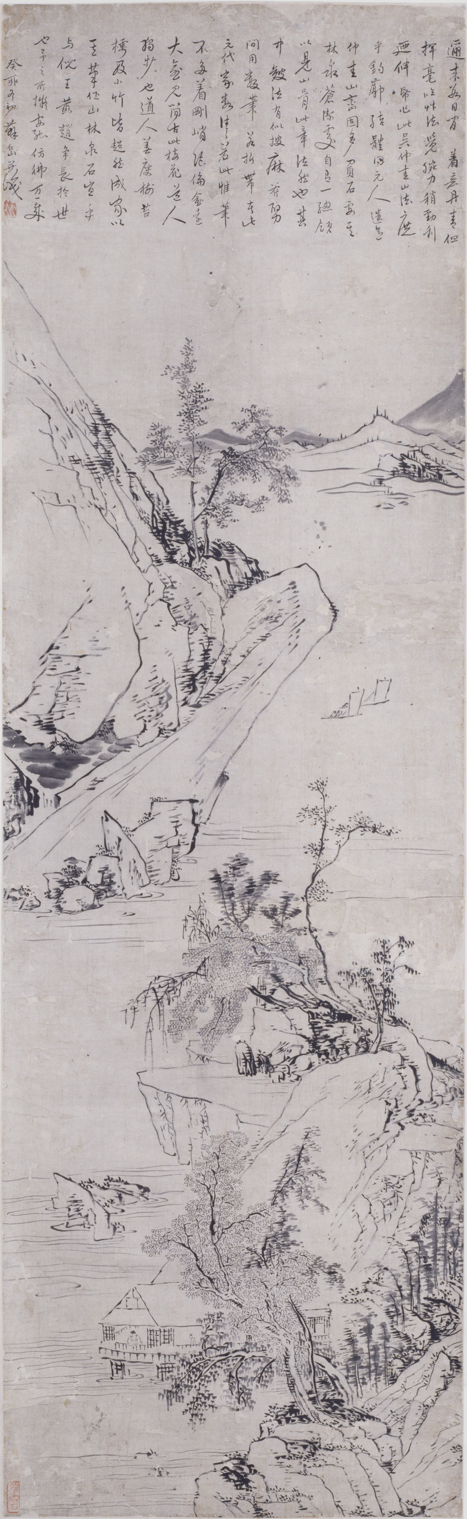 倣呉鎮山水図 画像