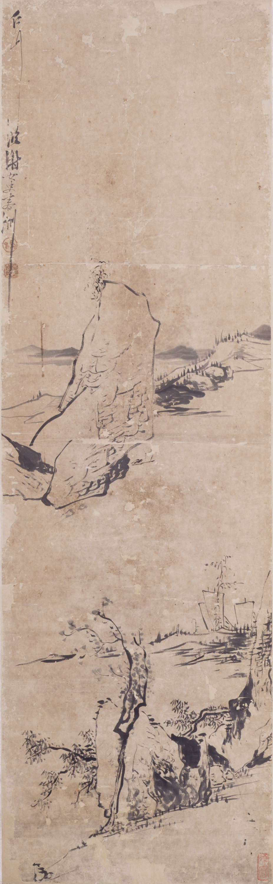 法謝春洲山水図 画像