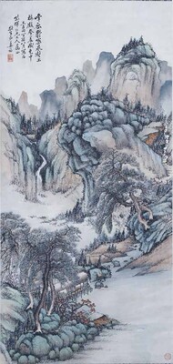 着色山水図 画像