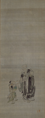 The Priest Saigyo Throwing a Cat Image